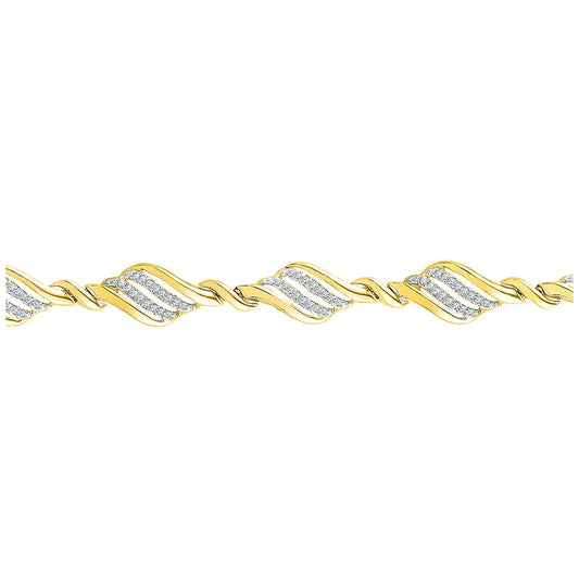 10K Yellow Gold Womens Round Diamond Fashion Bracelet 1/2 Cttw