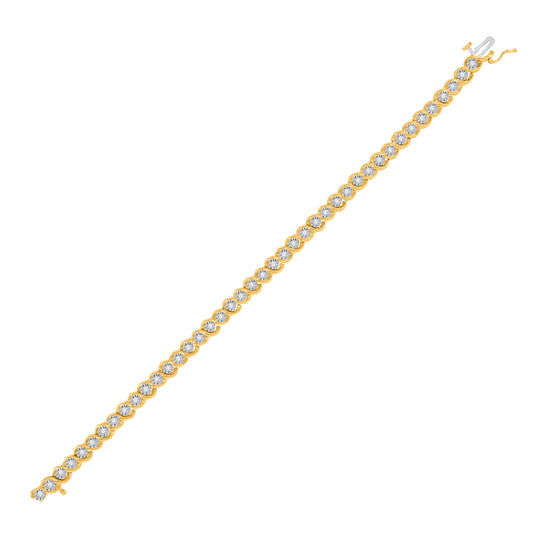 10K Yellow Gold Womens Round Diamond Tennis Bracelet 1/2 Cttw