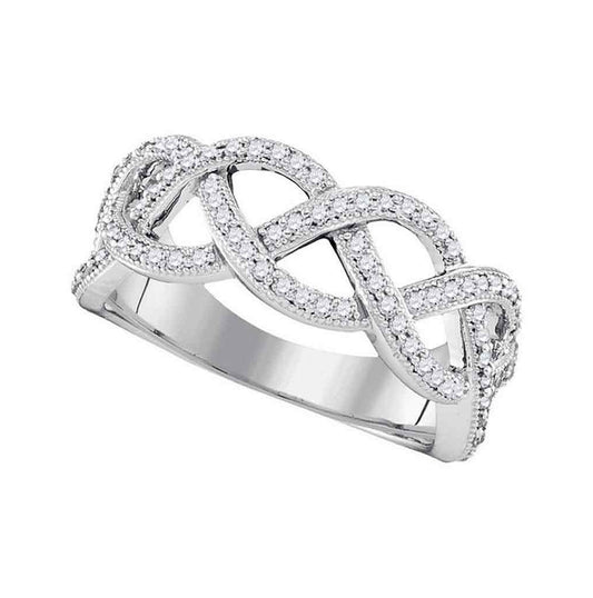 10kt Yellow Gold Womens Round Diamond Woven Band Ring 1/2 Cttw