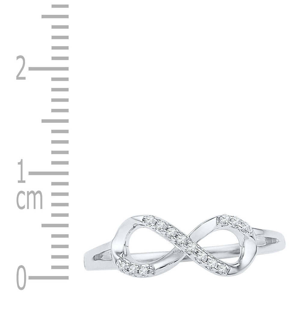 10K White Gold Womens Round Diamond Infinity Fashion Ring 1/12 Cttw, Womens Size: 5-10