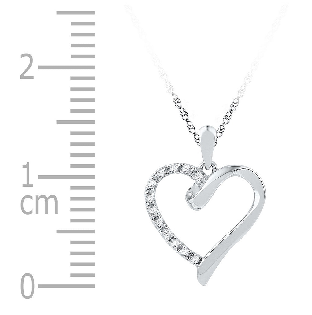 10K Yellow Gold Or Sterling Silver Womens Round Diamond Heart Pendant
