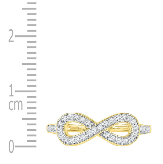 10K Yellow Gold Womens Round Diamond Infinity Ring 1/5 Cttw, Womens Size: 5-10