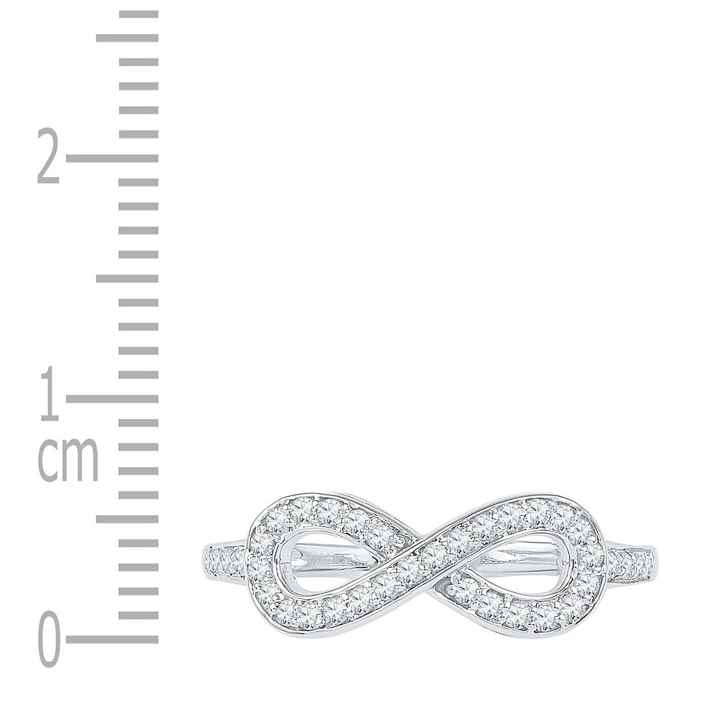 10K White Gold Womens Round Diamond Infinity Ring 1/5 Cttw, Womens Size: 5-10