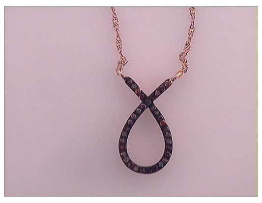 10kt Rose Gold 1/10ctw Diamond Micro-pave  Red Necklace