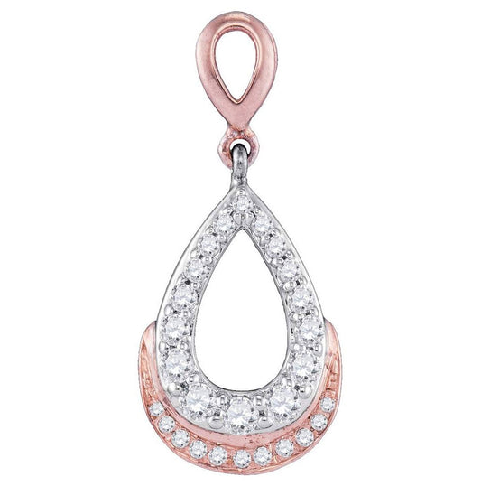 10kt Two-tone Gold Womens Round Diamond Teardrop Pendant 1/3 Cttw