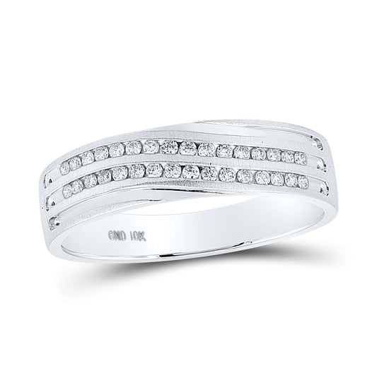 10K Yellow Or White Gold Mens Round Diamond Wedding Band Ring 1/4 Cttw, Mens Size: 7-13