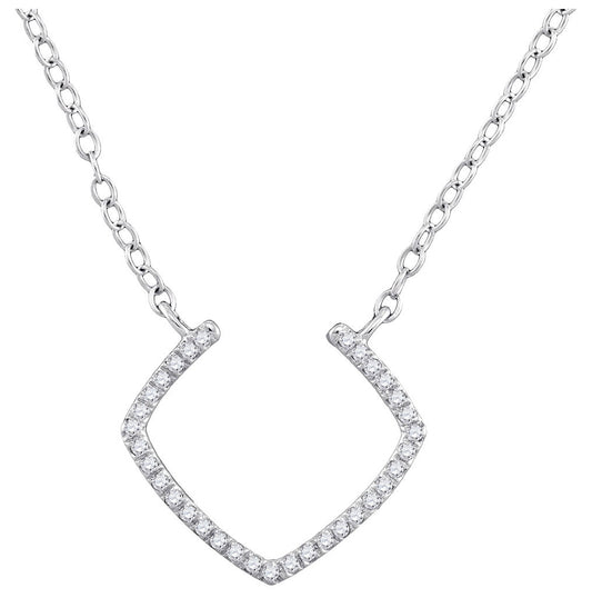 10K White Gold Womens Round Diamond Fashion Necklace 1/10 Cttw, Length: 17.5 In