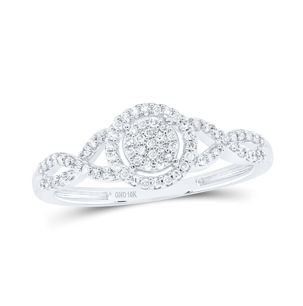 10K White Gold Round Diamond Cluster Bridal Wedding Engagement Ring 1/5 Cttw, Womens Size: 5-10