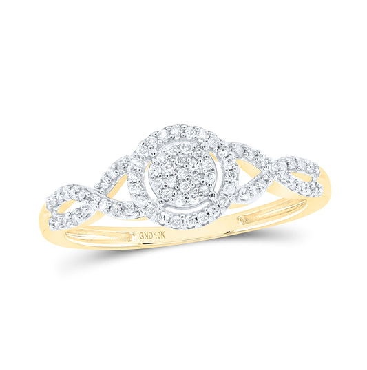 10K Yellow Gold Round Diamond Cluster Bridal Wedding Engagement Ring 1/5ctw, Women's Size: 5-10