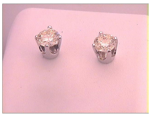 14kt White Gold 1/2 Rd Dia Studs- Gift Yellow Diamond Earring