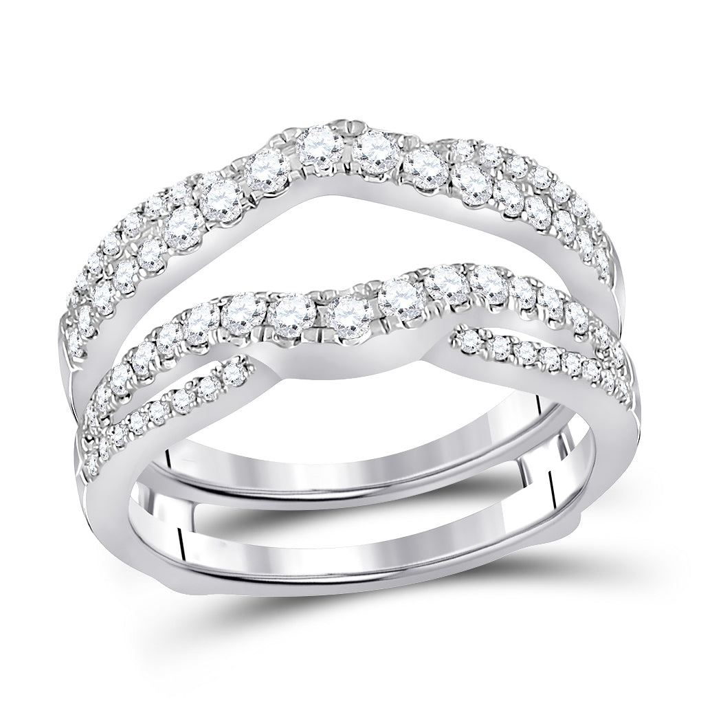 14K White Gold Womens Round Diamond Wrap Ring Guard Enhancer 5/8 Cttw, Womens Size: 5-10