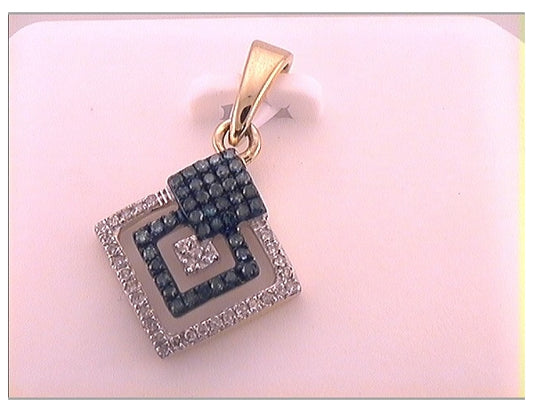 10K Yellow Or White Gold Womens Color Enhanced Blue Diamond Square Fashion Pendant 1/4 Cttw