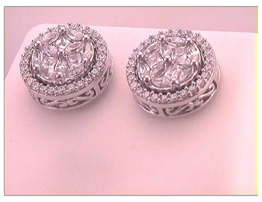 14kt White Gold 1 1/2ctw Diamond Fashion Round Earring