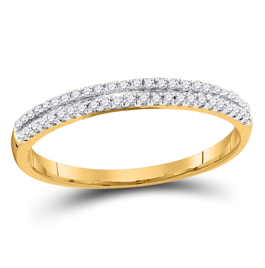 10K Yellow Gold Womens Round Diamond Slender Double Row Band 1/6 Cttw, Womens Size: 5-10