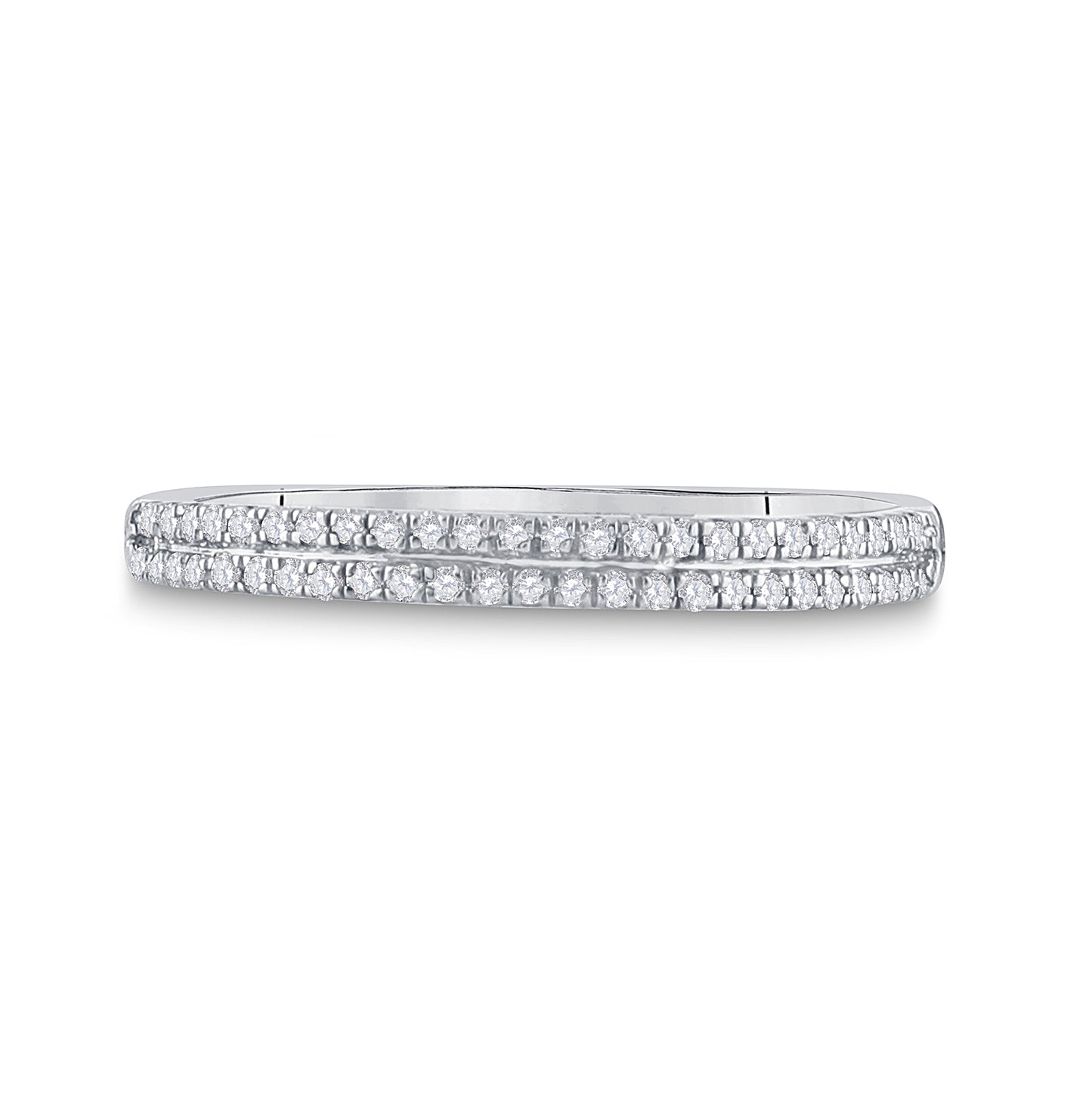 10K White Gold Womens Round Diamond Slender Double Row Band 1/6 Cttw, Womens Size: 5-10