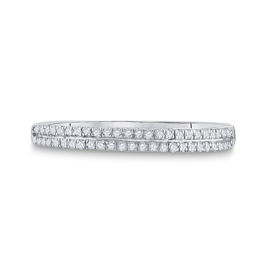 10K White Gold Womens Round Diamond Slender Double Row Band 1/6 Cttw, Womens Size: 5-10