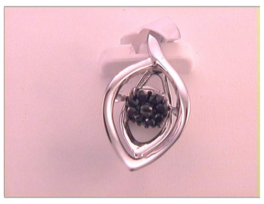 10kt White Gold 1/20ctw Diamond Black  Pendant