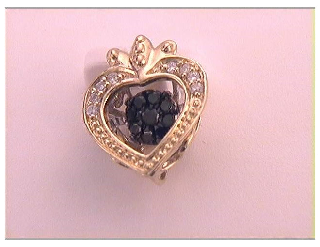 10kt White Gold 1/20ctw Diamond Black  Pendant