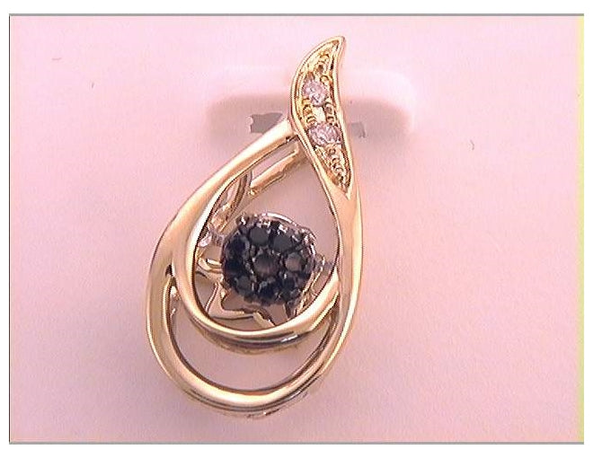 10kt Yellow Gold 1/20ctw Diamond Black  Pendant