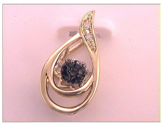10kt Yellow Gold 1/20ctw Diamond Black  Pendant