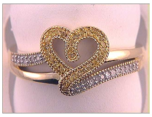 10kt Yellow Gold 1/8ctw Diamond Yellow Micro-pave Heart Ring