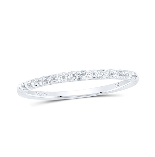 14kt White Gold Womens Round Diamond Wedding Band 1/6 Cttw