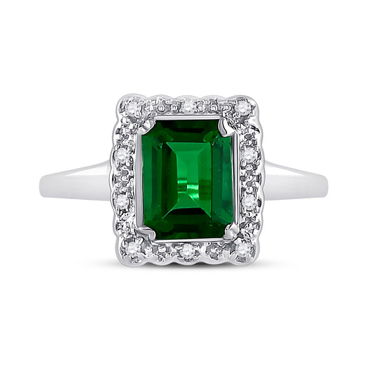 10K White Gold Womens Emerald Synthetic Emerald Solitaire Ring 1-4/5 Cttw, Womens Size: 5-10