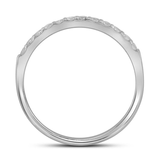14K White Gold Womens Round Pave-set Diamond Single Row Wedding Band 1/4 Cttw, Womens Size: 5-10