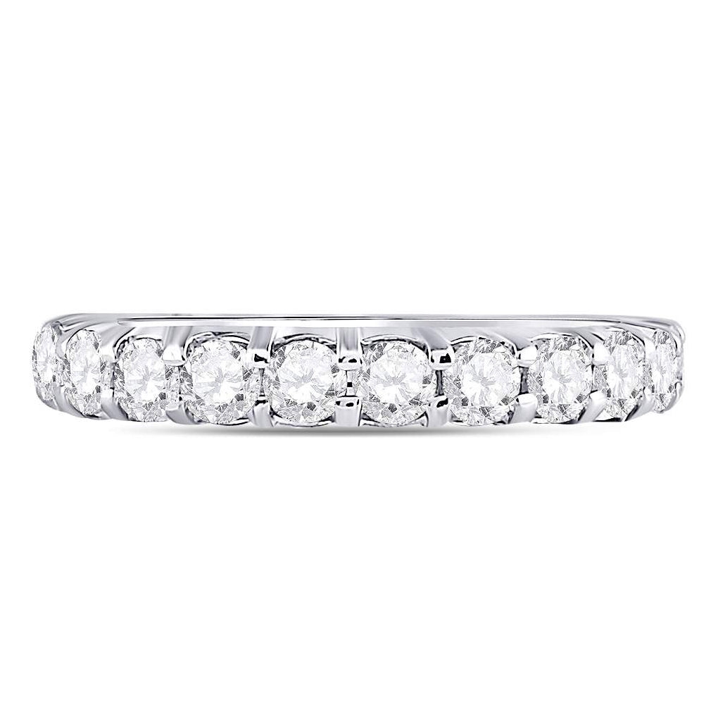 14K White Gold Womens Machine Set Round Diamond Wedding Band 1 Cttw, Womens Size: 5-10