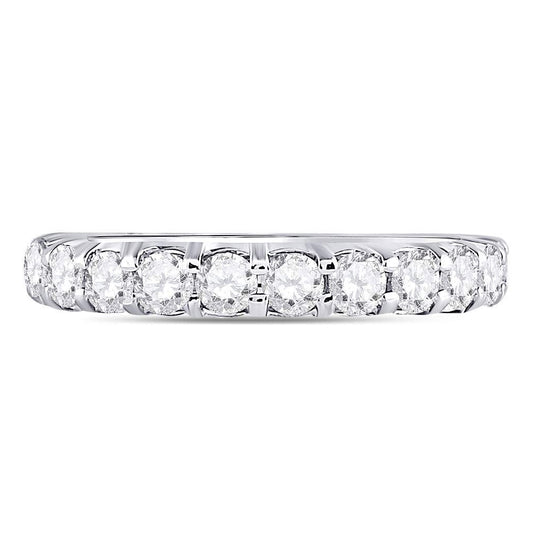 14K White Gold Womens Machine Set Round Diamond Wedding Band 1 Cttw, Womens Size: 5-10