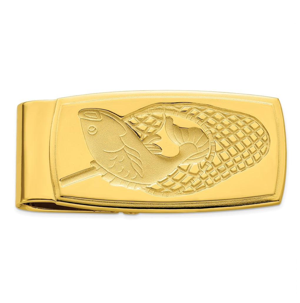 Kelly Waters Gold-plated Fish in Net Hinged Money Clip – Elegant Jewelry Gift for Birthday, Anniversary, Engagement, Wedding