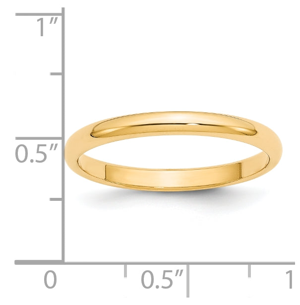 14k Yellow Gold 2.5mm Half Round Wedding Band Size 4
