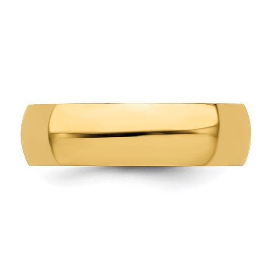 14k Yellow Gold 6mm Half-Round Wedding Band Size 4.5
