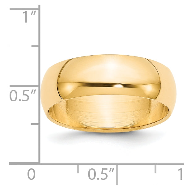 14k Yellow Or White Gold Or Platinum Half Round Wedding Band