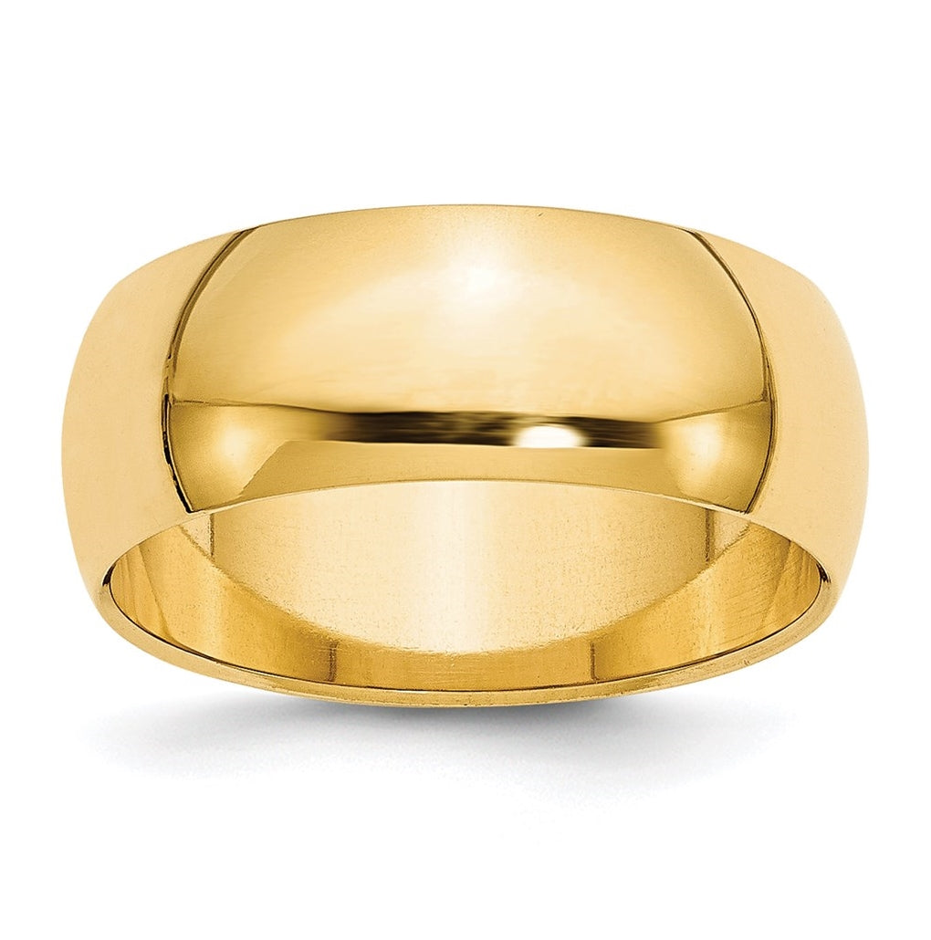 14k Yellow Gold 8mm Half-Round Wedding Band Size 5.5