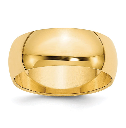 14k Yellow Gold 8mm Half-Round Wedding Band Size 5.5
