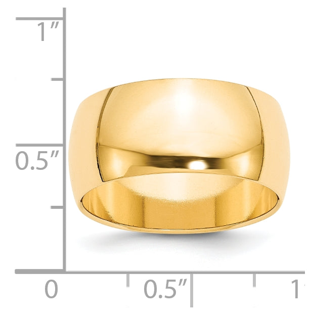 14k Yellow Gold 10mm Half-Round Wedding Band Size 5