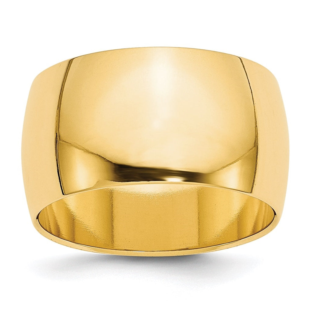14k Yellow Gold 12mm Half Round Wedding Band Size 5