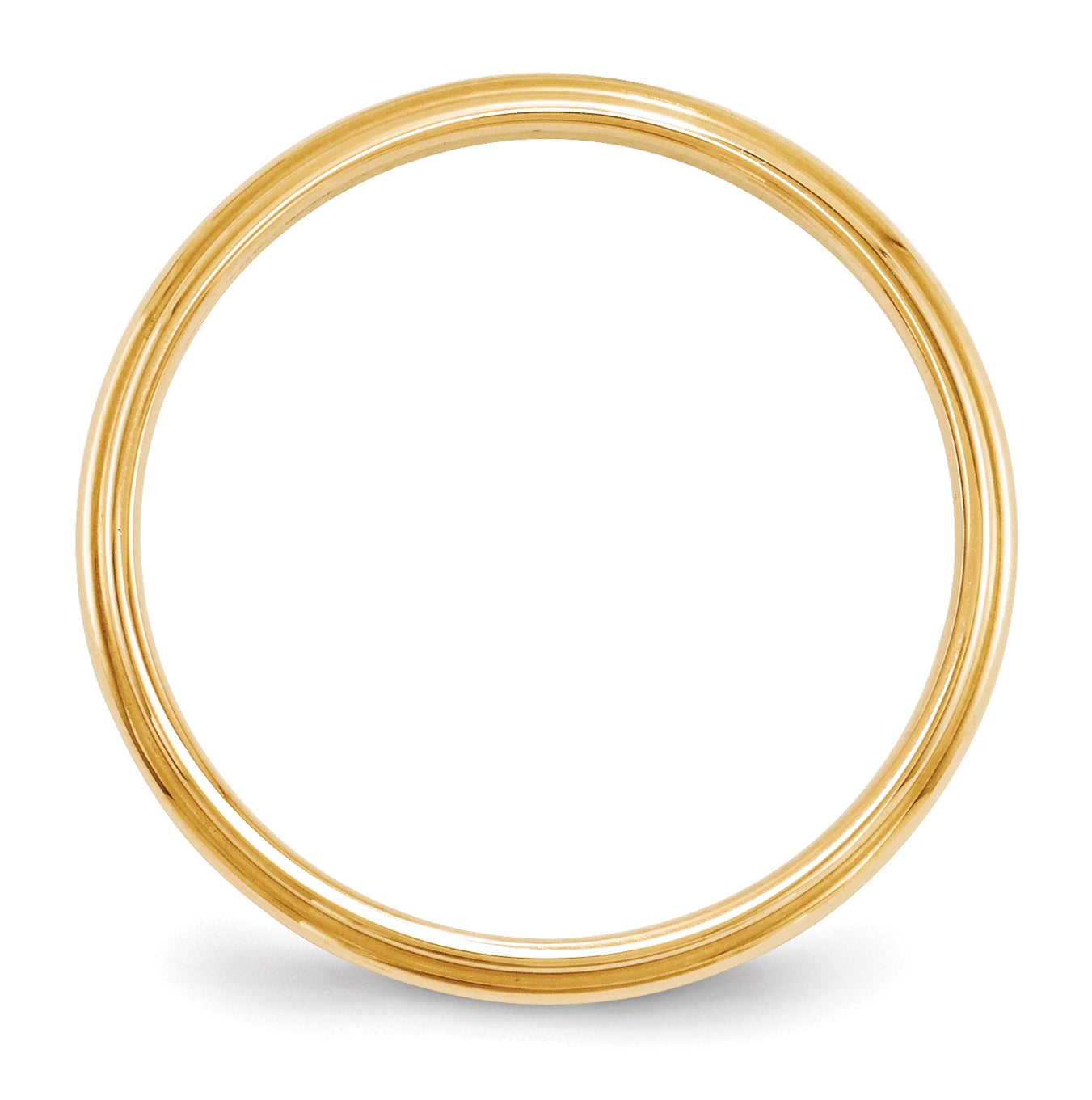 14k Yellow Gold 2.5mm Half Round with Edge Wedding Band Size 4.5