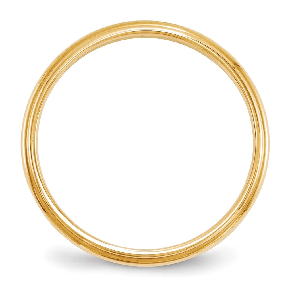 14k Yellow Or White Gold Half Round with Edge Wedding Band