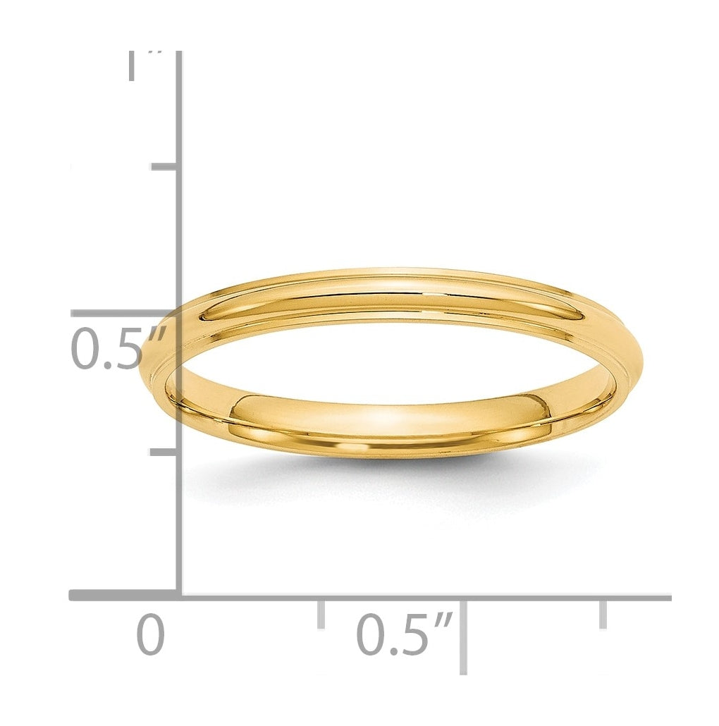 14k Yellow Or White Gold Half Round with Edge Wedding Band