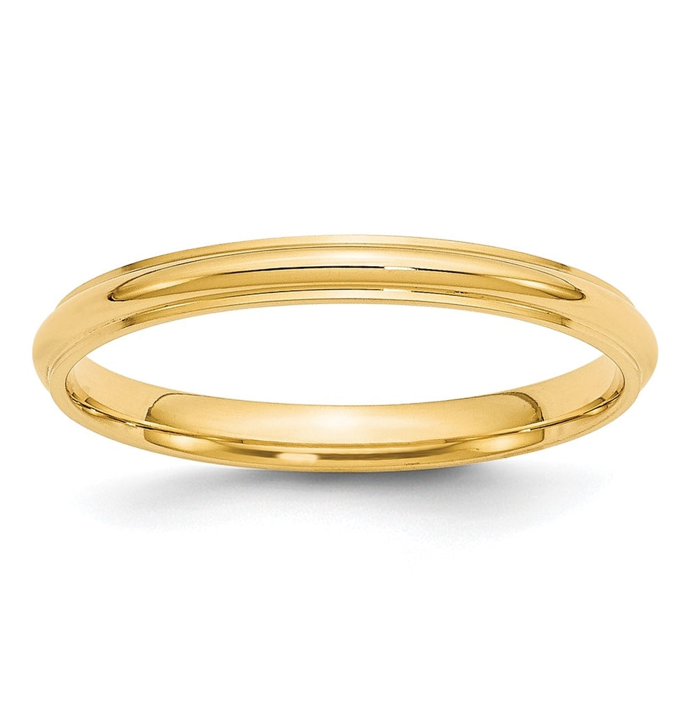 14k Yellow Gold 2.5mm Half Round with Edge Wedding Band Size 4