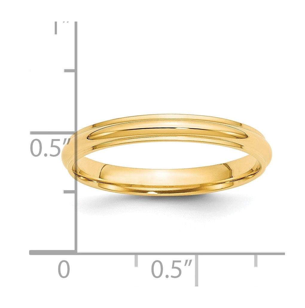 14k Yellow Or White Gold Half Round with Edge Wedding Band