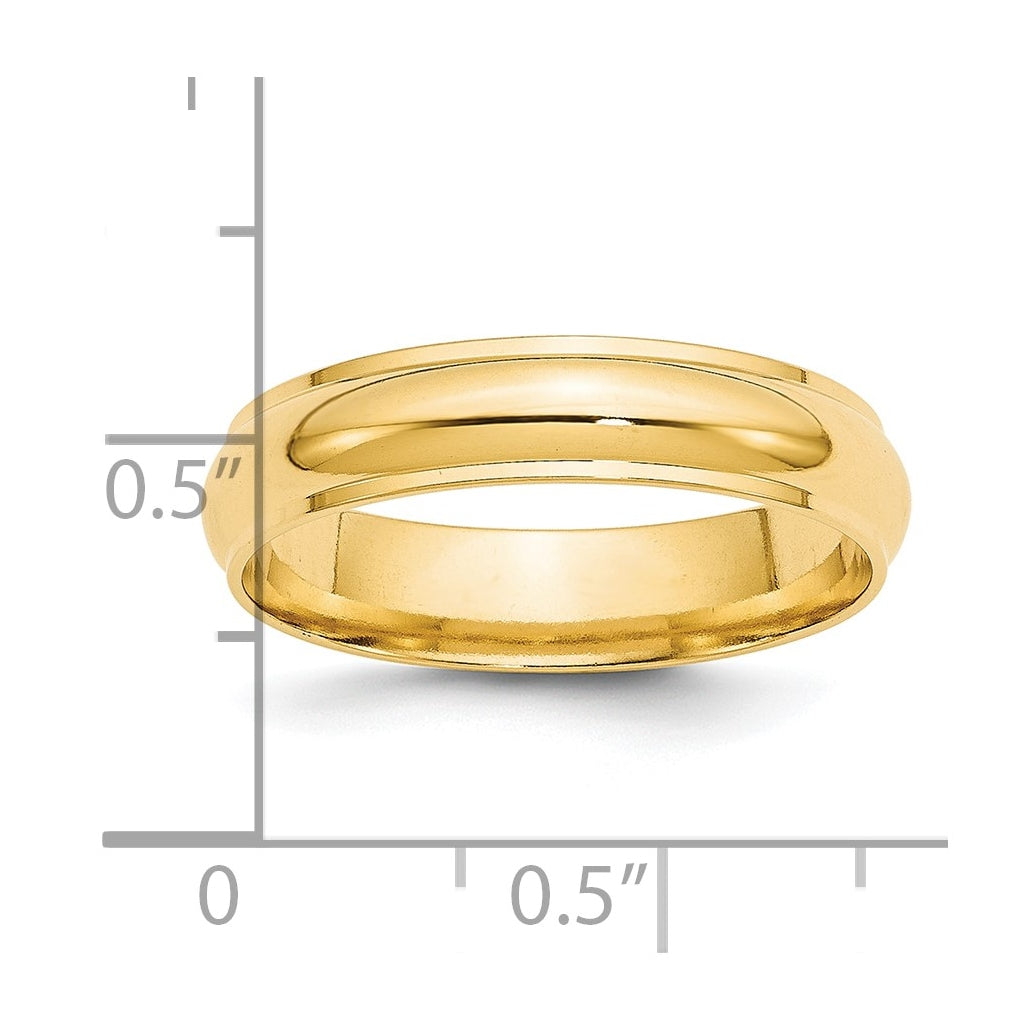 14k Yellow Or White Gold Half Round with Edge Wedding Band