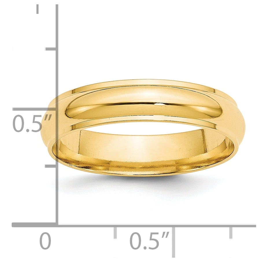 14k Yellow Gold 5mm Half Round with Edge Wedding Band Size 5.5