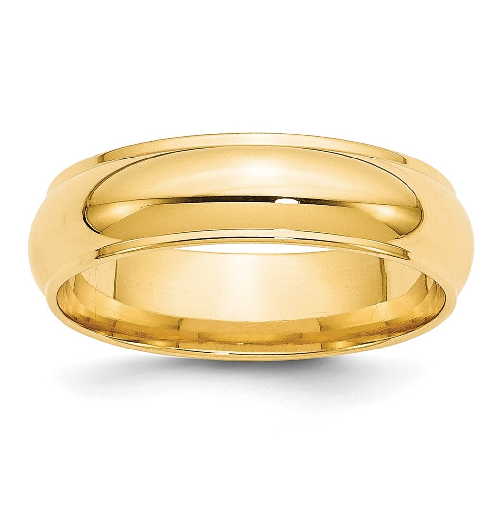 14k Yellow Or White Gold Half Round with Edge Wedding Band