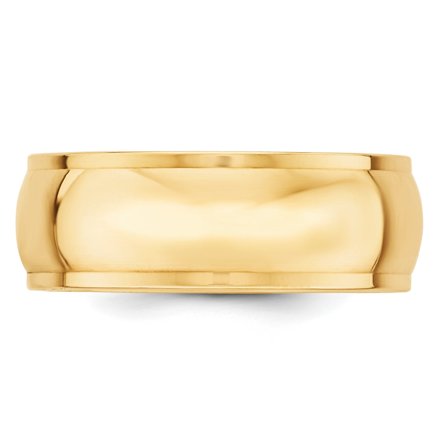 14k Yellow Gold 8mm Half Round with Edge Wedding Band Size 4