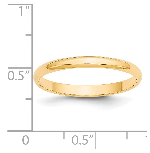 14k Yellow Or White Or Rose Gold Or Platinum Lightweight Half Round Wedding Band