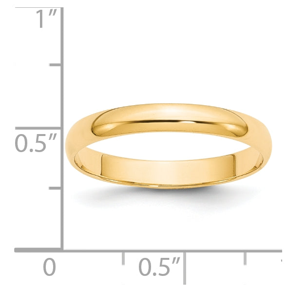 14k Yellow Or White Or Rose Gold Or Platinum Lightweight Half Round Wedding Band