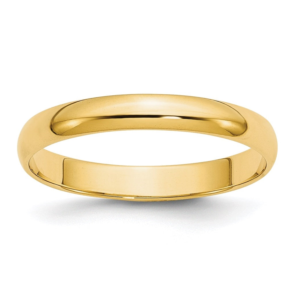 14k Yellow Gold 3mm Lightweight Half Round Wedding Band Size 4.5